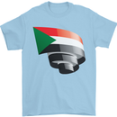 Curled Sudan Flag Sudanese Day Football Mens T-Shirt 100% Cotton Light Blue
