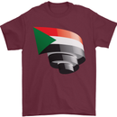 Curled Sudan Flag Sudanese Day Football Mens T-Shirt 100% Cotton Maroon