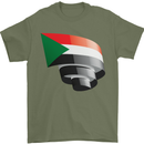 Curled Sudan Flag Sudanese Day Football Mens T-Shirt 100% Cotton Military Green