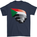 Curled Sudan Flag Sudanese Day Football Mens T-Shirt 100% Cotton Navy Blue