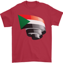 Curled Sudan Flag Sudanese Day Football Mens T-Shirt 100% Cotton Red