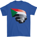 Curled Sudan Flag Sudanese Day Football Mens T-Shirt 100% Cotton Royal Blue