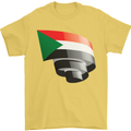 Curled Sudan Flag Sudanese Day Football Mens T-Shirt 100% Cotton Yellow