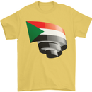 Curled Sudan Flag Sudanese Day Football Mens T-Shirt 100% Cotton Yellow