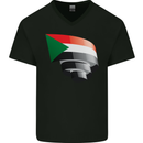 Curled Sudan Flag Sudanese Day Football Mens V-Neck Cotton T-Shirt Black