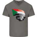 Curled Sudan Flag Sudanese Day Football Mens V-Neck Cotton T-Shirt Charcoal
