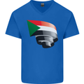 Curled Sudan Flag Sudanese Day Football Mens V-Neck Cotton T-Shirt Royal Blue
