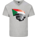 Curled Sudan Flag Sudanese Day Football Mens V-Neck Cotton T-Shirt Sports Grey