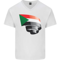 Curled Sudan Flag Sudanese Day Football Mens V-Neck Cotton T-Shirt White