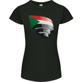 Curled Sudan Flag Sudanese Day Football Womens Petite Cut T-Shirt Black