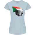 Curled Sudan Flag Sudanese Day Football Womens Petite Cut T-Shirt Light Blue