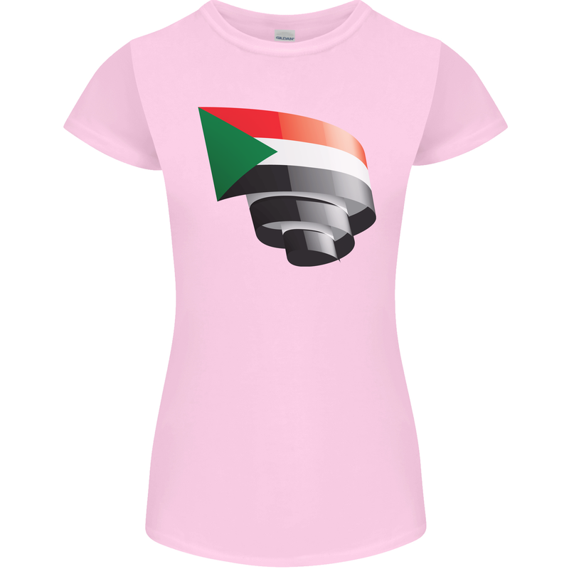 Curled Sudan Flag Sudanese Day Football Womens Petite Cut T-Shirt Light Pink
