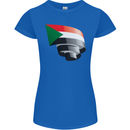 Curled Sudan Flag Sudanese Day Football Womens Petite Cut T-Shirt Royal Blue