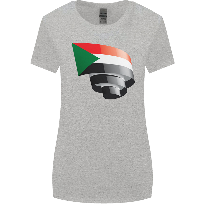 Curled Sudan Flag Sudanese Day Football Womens Wider Cut T-Shirt Sports Grey