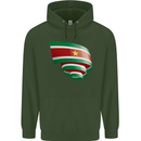 Curled Suriname Flag Suriname Day Football Childrens Kids Hoodie Forest Green
