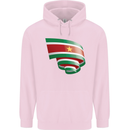 Curled Suriname Flag Suriname Day Football Childrens Kids Hoodie Light Pink