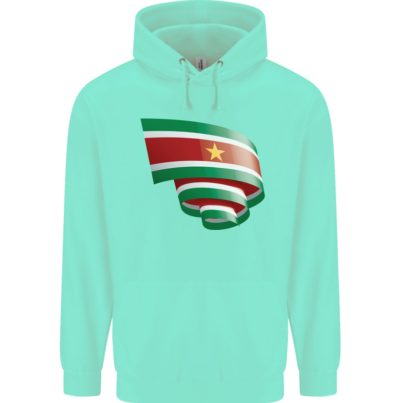 Curled Suriname Flag Suriname Day Football Childrens Kids Hoodie Peppermint