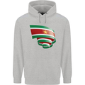 Curled Suriname Flag Suriname Day Football Childrens Kids Hoodie Sports Grey