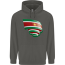 Curled Suriname Flag Suriname Day Football Childrens Kids Hoodie Storm Grey