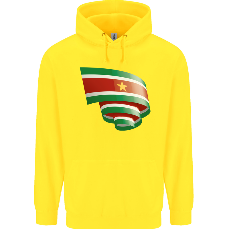 Curled Suriname Flag Suriname Day Football Childrens Kids Hoodie Yellow
