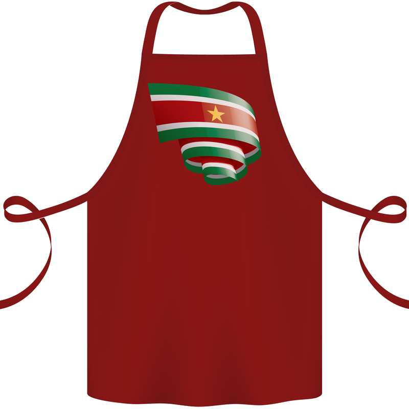 Curled Suriname Flag Suriname Day Football Cotton Apron 100% Organic Maroon