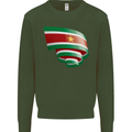 Curled Suriname Flag Suriname Day Football Kids Sweatshirt Jumper Forest Green