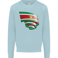 Curled Suriname Flag Suriname Day Football Kids Sweatshirt Jumper Light Blue