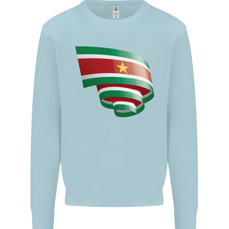 Curled Suriname Flag Suriname Day Football Kids Sweatshirt Jumper Light Blue