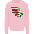 Curled Suriname Flag Suriname Day Football Kids Sweatshirt Jumper Light Pink