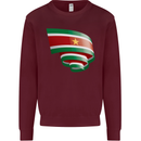 Curled Suriname Flag Suriname Day Football Kids Sweatshirt Jumper Maroon