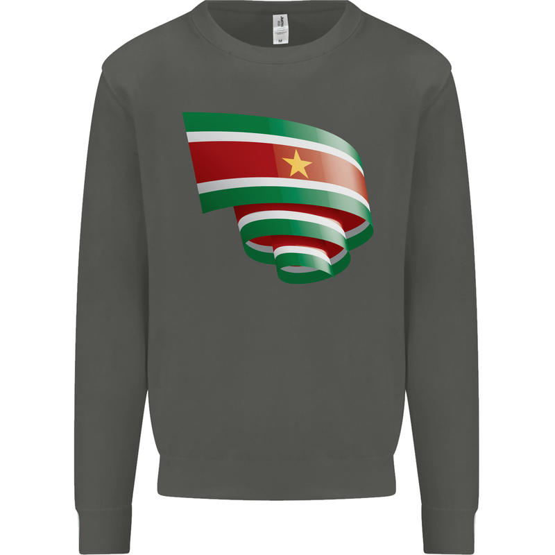 Curled Suriname Flag Suriname Day Football Kids Sweatshirt Jumper Storm Grey