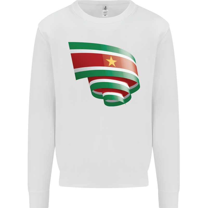 Curled Suriname Flag Suriname Day Football Kids Sweatshirt Jumper White