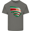 Curled Suriname Flag Suriname Day Football Kids T-Shirt Childrens Charcoal
