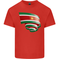Curled Suriname Flag Suriname Day Football Kids T-Shirt Childrens Red
