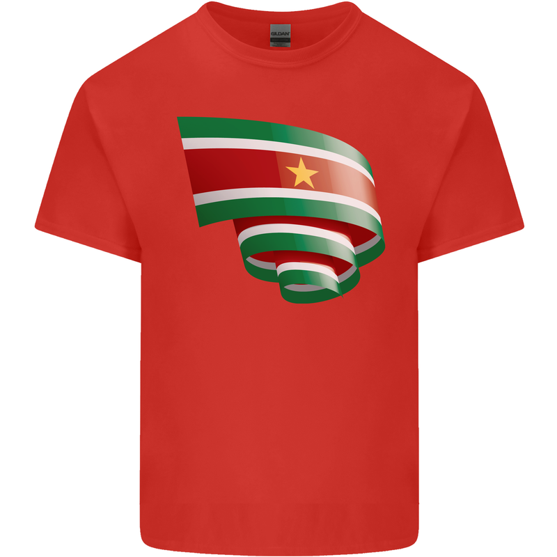 Curled Suriname Flag Suriname Day Football Kids T-Shirt Childrens Red