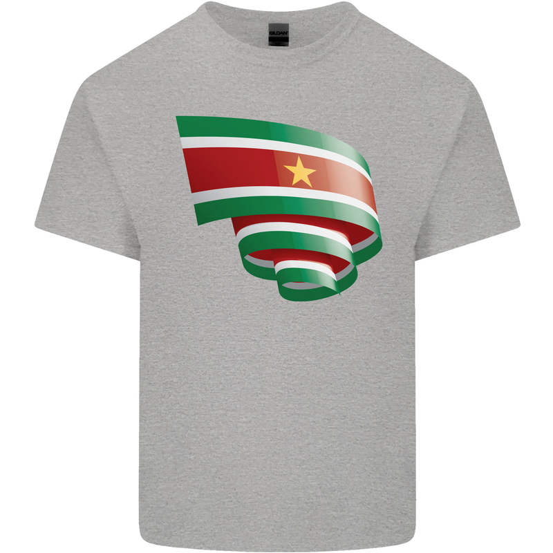 Curled Suriname Flag Suriname Day Football Kids T-Shirt Childrens Sports Grey