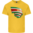 Curled Suriname Flag Suriname Day Football Kids T-Shirt Childrens Yellow