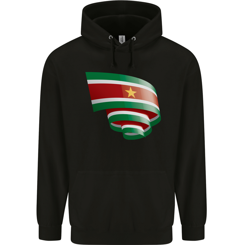 Curled Suriname Flag Suriname Day Football Mens 80% Cotton Hoodie Black