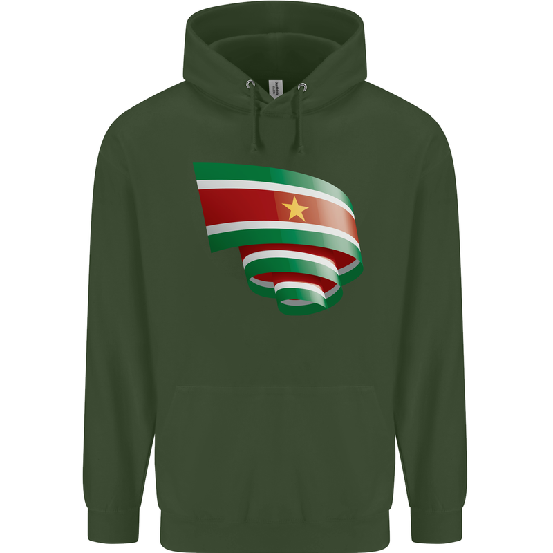Curled Suriname Flag Suriname Day Football Mens 80% Cotton Hoodie Forest Green