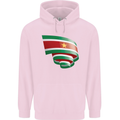 Curled Suriname Flag Suriname Day Football Mens 80% Cotton Hoodie Light Pink