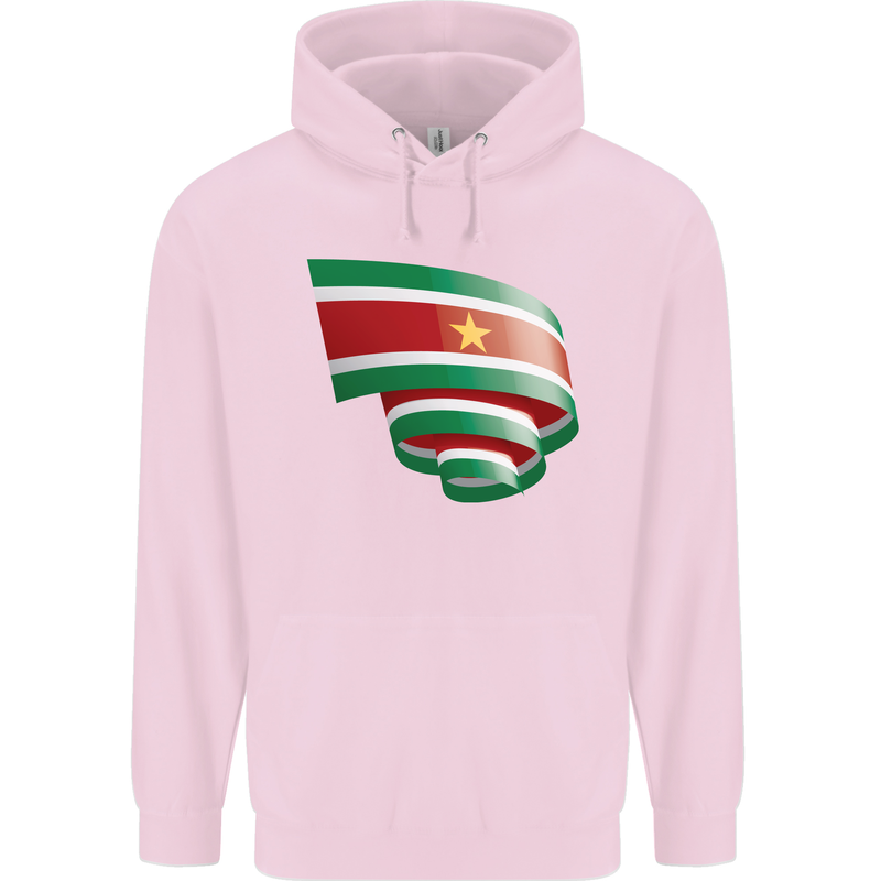 Curled Suriname Flag Suriname Day Football Mens 80% Cotton Hoodie Light Pink