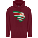 Curled Suriname Flag Suriname Day Football Mens 80% Cotton Hoodie Maroon