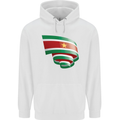 Curled Suriname Flag Suriname Day Football Mens 80% Cotton Hoodie White