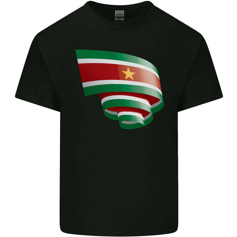 Curled Suriname Flag Suriname Day Football Mens Cotton T-Shirt Tee Top Black