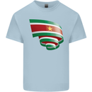 Curled Suriname Flag Suriname Day Football Mens Cotton T-Shirt Tee Top Light Blue