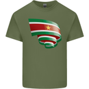 Curled Suriname Flag Suriname Day Football Mens Cotton T-Shirt Tee Top Military Green