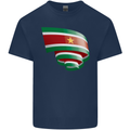 Curled Suriname Flag Suriname Day Football Mens Cotton T-Shirt Tee Top Navy Blue