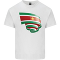 Curled Suriname Flag Suriname Day Football Mens Cotton T-Shirt Tee Top White