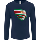 Curled Suriname Flag Suriname Day Football Mens Long Sleeve T-Shirt Navy Blue