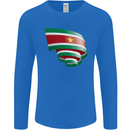 Curled Suriname Flag Suriname Day Football Mens Long Sleeve T-Shirt Royal Blue